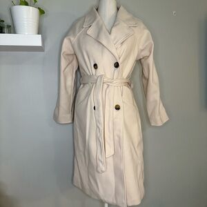 Jiepotu Cream Pea Coat